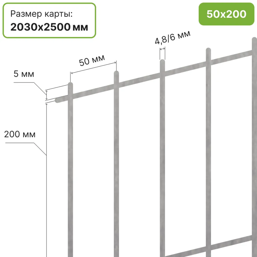 Схема сварной сетки 50×200 мм